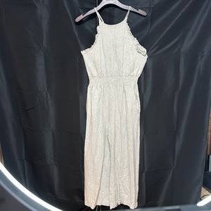 Ruffle Halter Top Linen Romper by Allie Rose in size Small